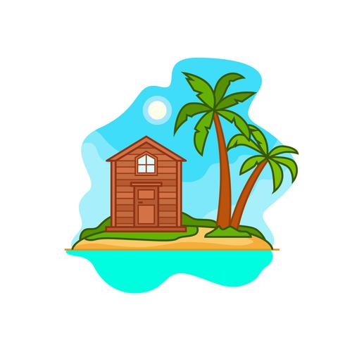 Lonely House on an Island vector