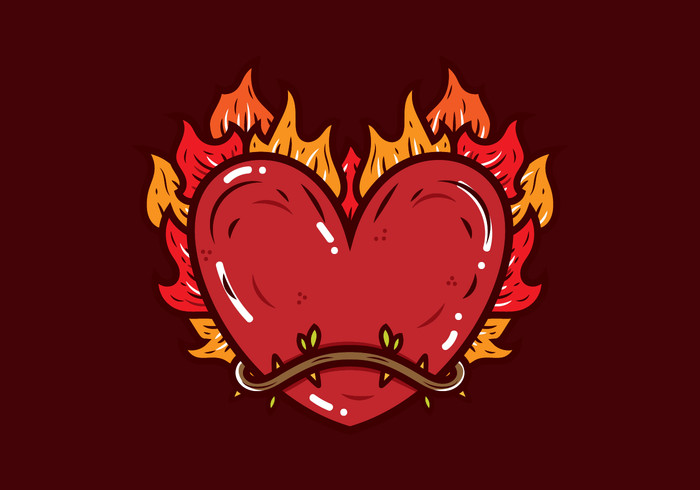 Flaming Heart Vector