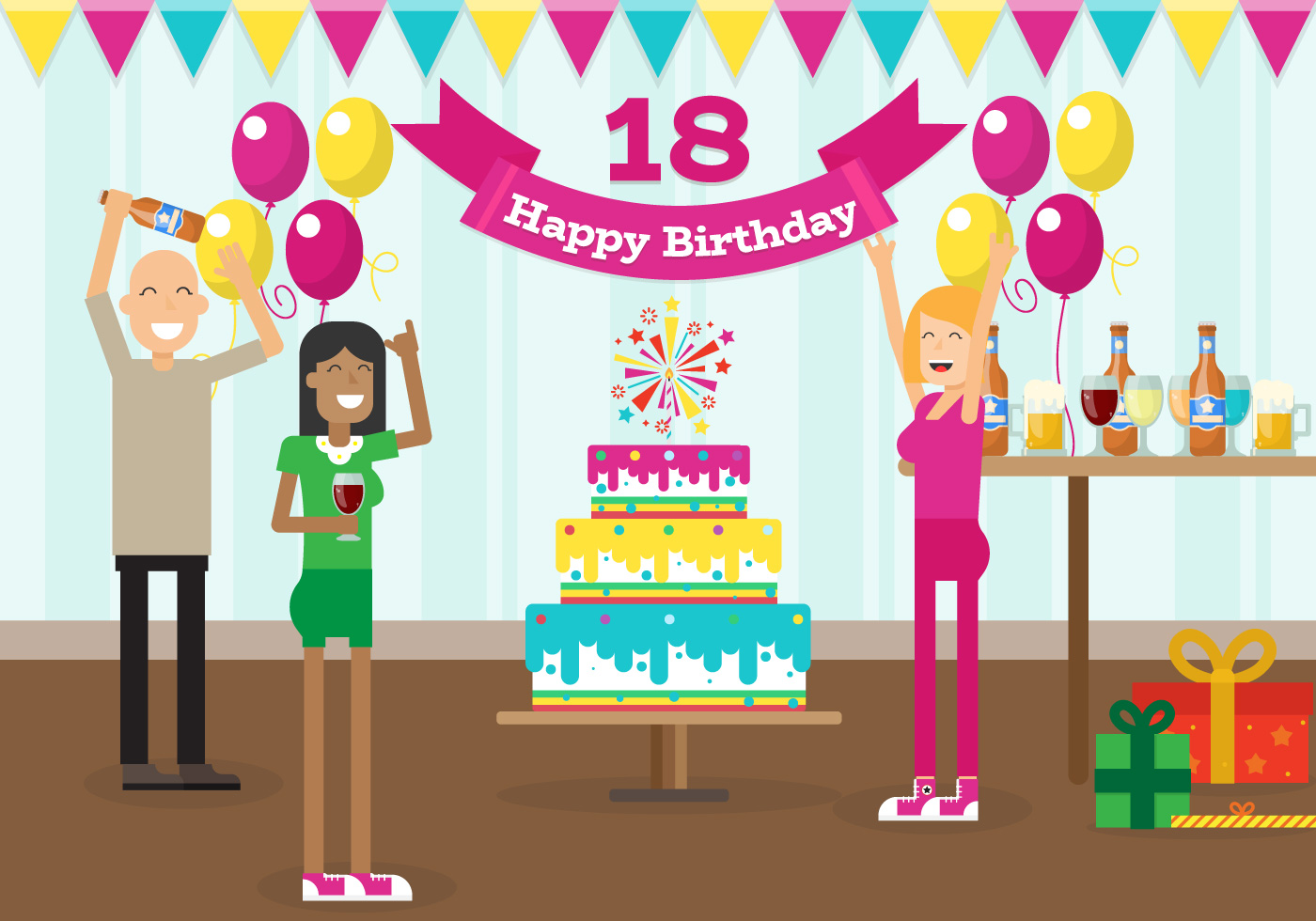 Download My 18 Years Birthday Party With Friends Free Vector ...