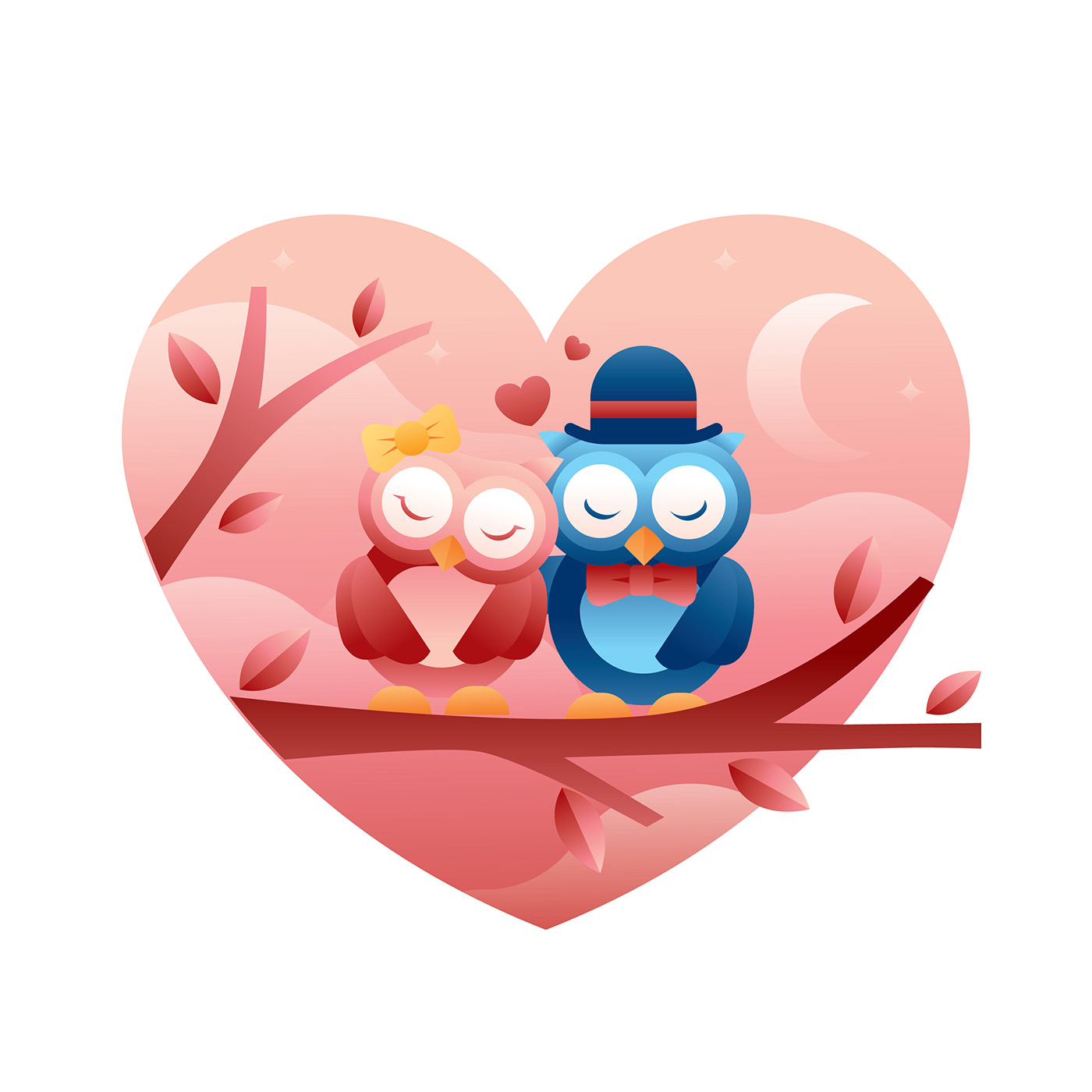 Owl In Love Vector 175085 Vector Art at Vecteezy