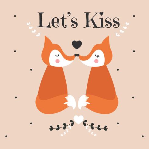 Let’s Kiss Valentine Card Vector