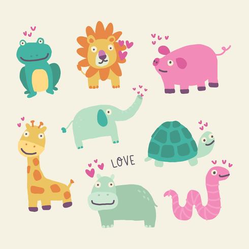 encantadores animales enamorados vector