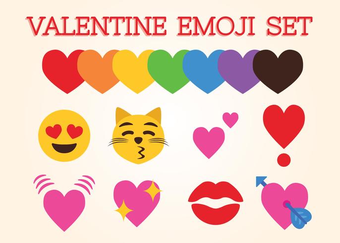 Valentine emoji set vector