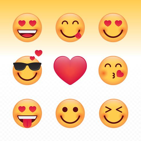 Conjunto de Emoji Love Valentines Day vector