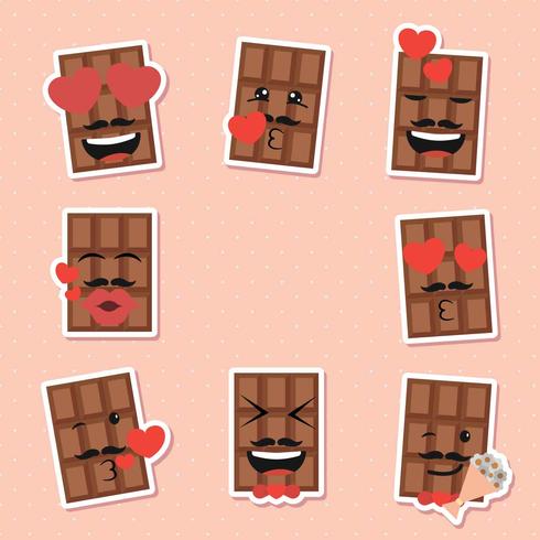 Chocolate Valentines day emoticon Set vector