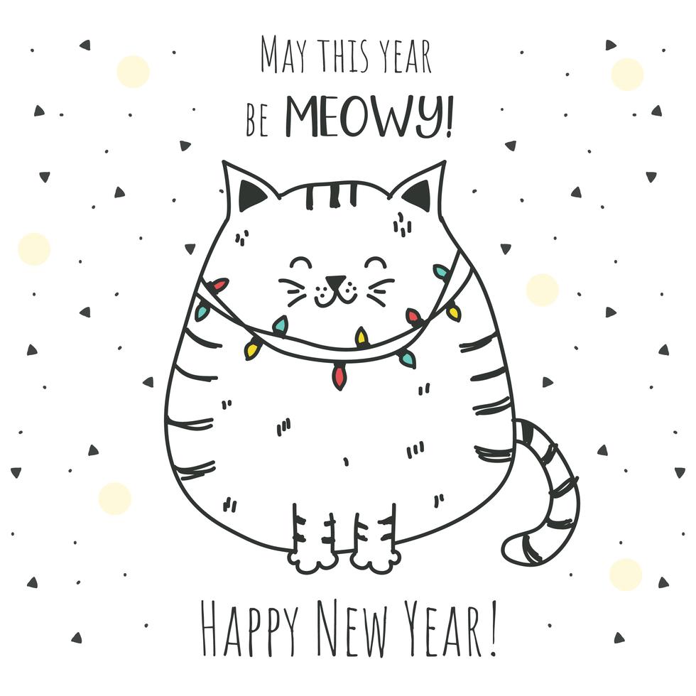 Cat New Year Vector 175163 Vector Art at Vecteezy