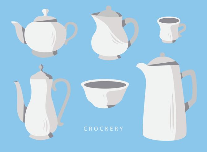 Crockery Set Vector Flat Illustration