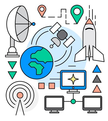 Iconos de la industria espacial vector