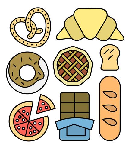 iconos lineales de panadería vector