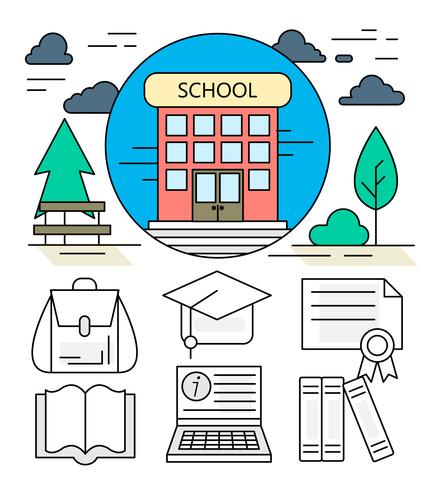 Linear School Icons vector