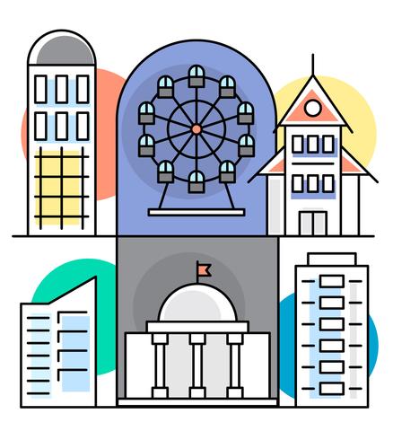 Linear City Buildings vector