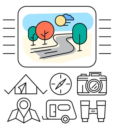 Linear Camping Icons vector