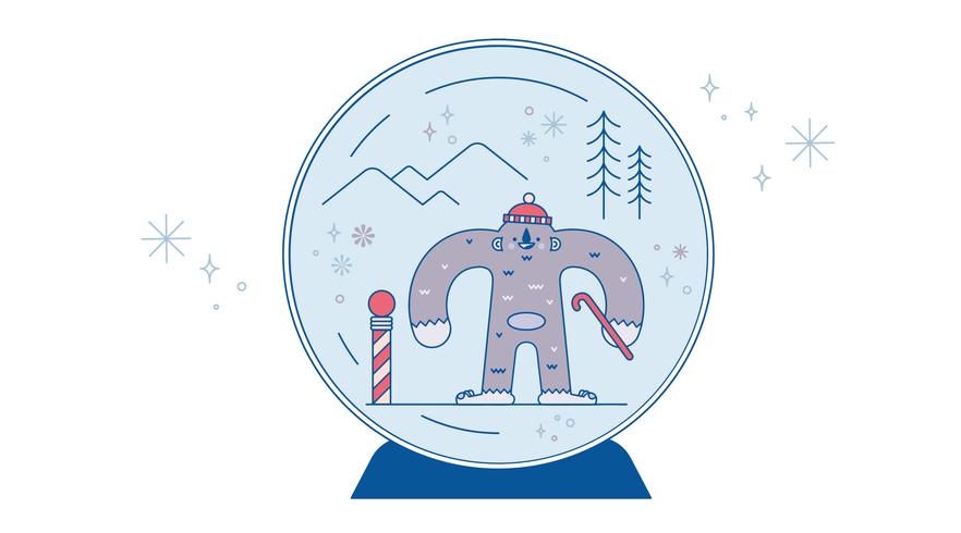 Snow Globe Yeti Vector