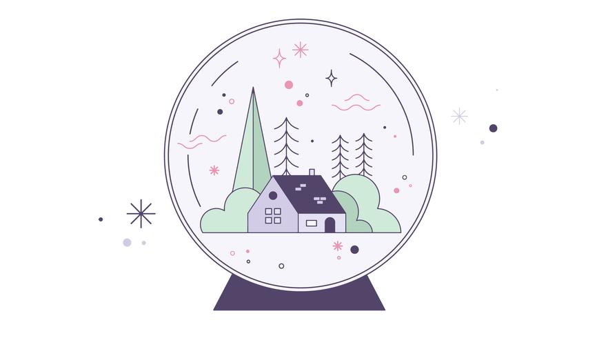 Snow Globe House Vector