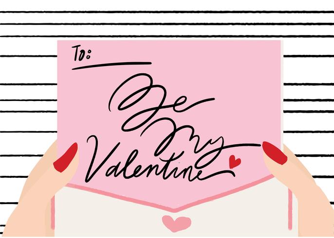 Valentine Card Hand Drawn Vector