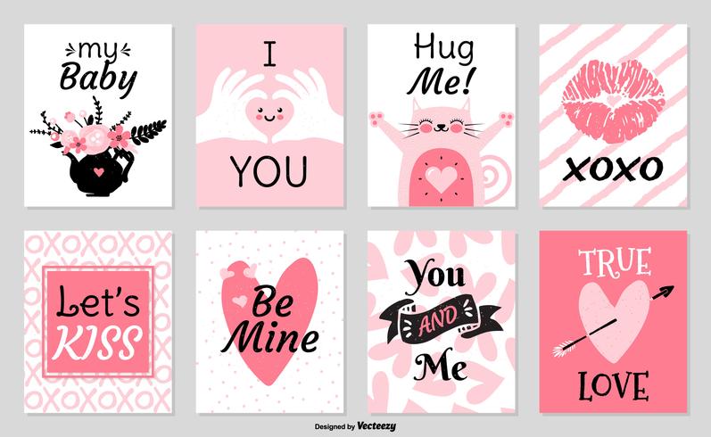 Cute Valentine Cards Vector