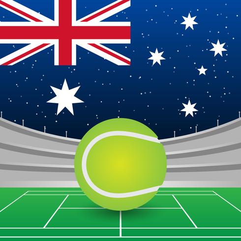 Bandera de Australia en el fondo del estadio durante la ilustración del partido de tenis vector