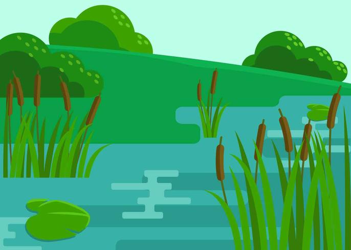 Marsh Scene Illustration Vector