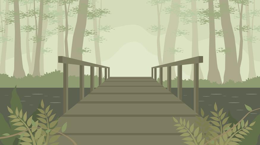 Old Wooden Bridge In The Bayou Free Vector