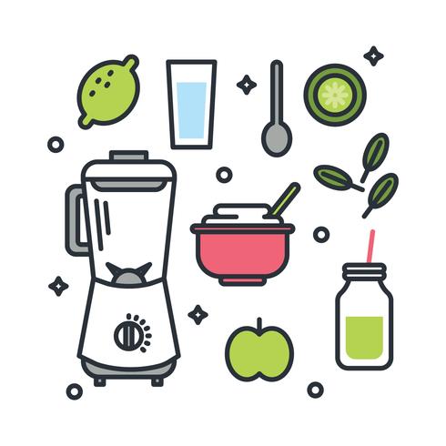 Ingredientes de batido verde vector