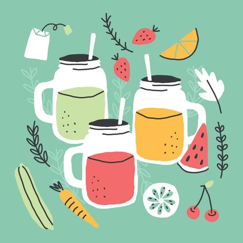 Colorful Smoothies Doodles vector