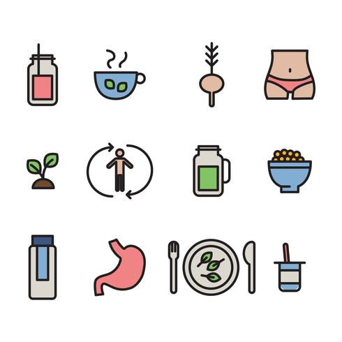 Outlined Detox Icons vector