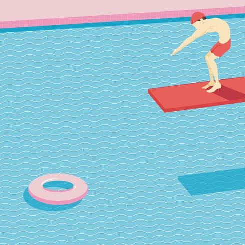 Swimmer on a springboard illustration vector