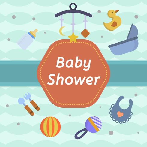 Flat Baby Shower Vector Illustration