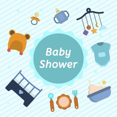 Flat Baby Shower Vector Illustration