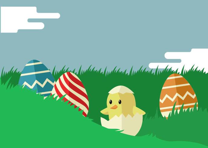 Easter Illustration In Flat Color vector