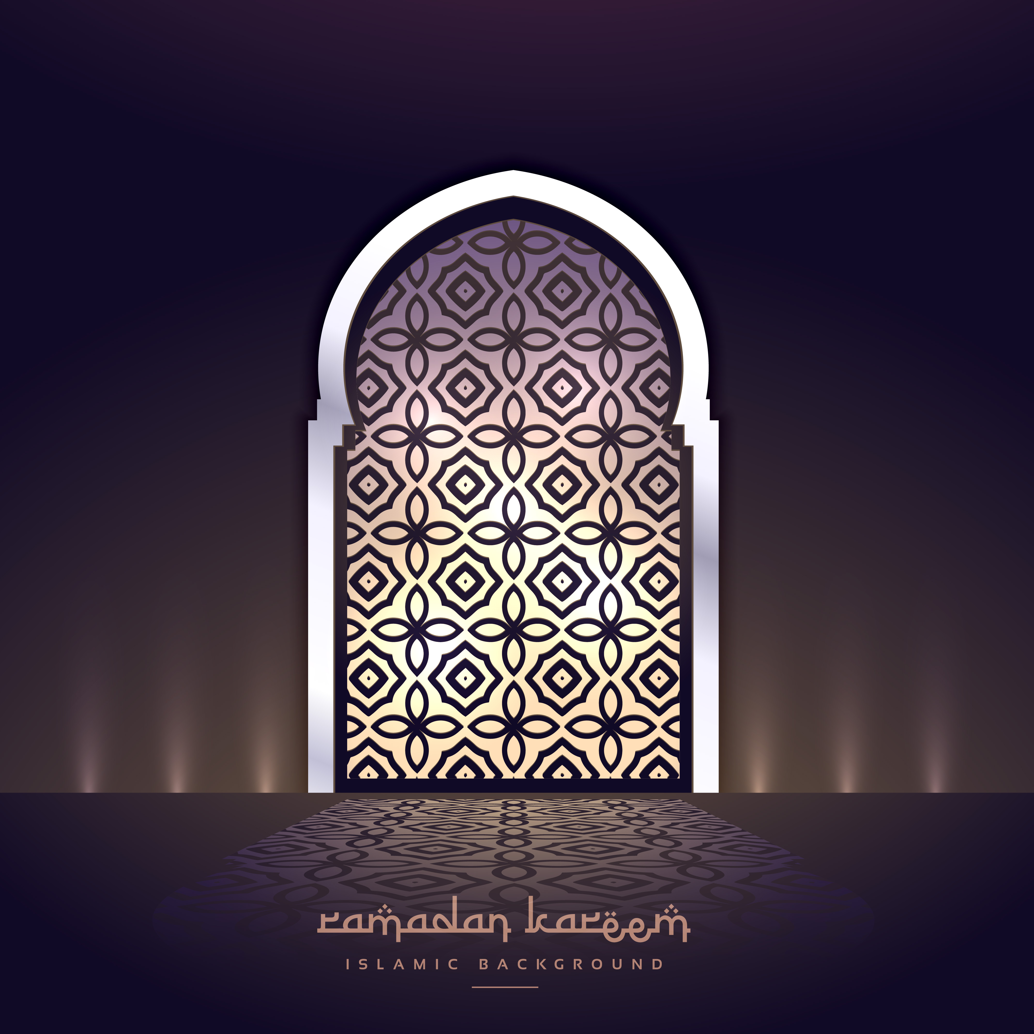 Mosque door with lights and pattern shape - Download Free 