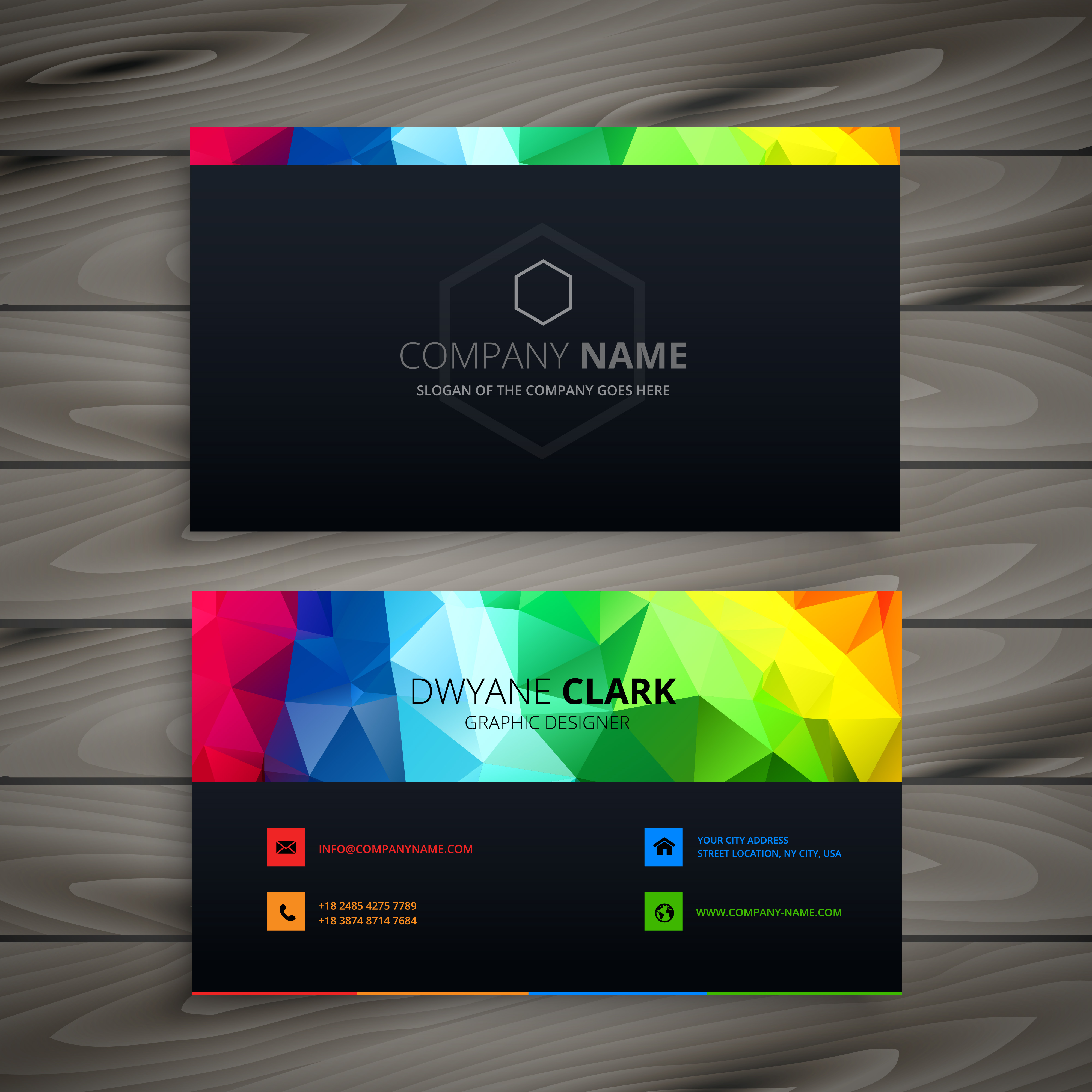 dark business card with abstract colors. Business vector ...