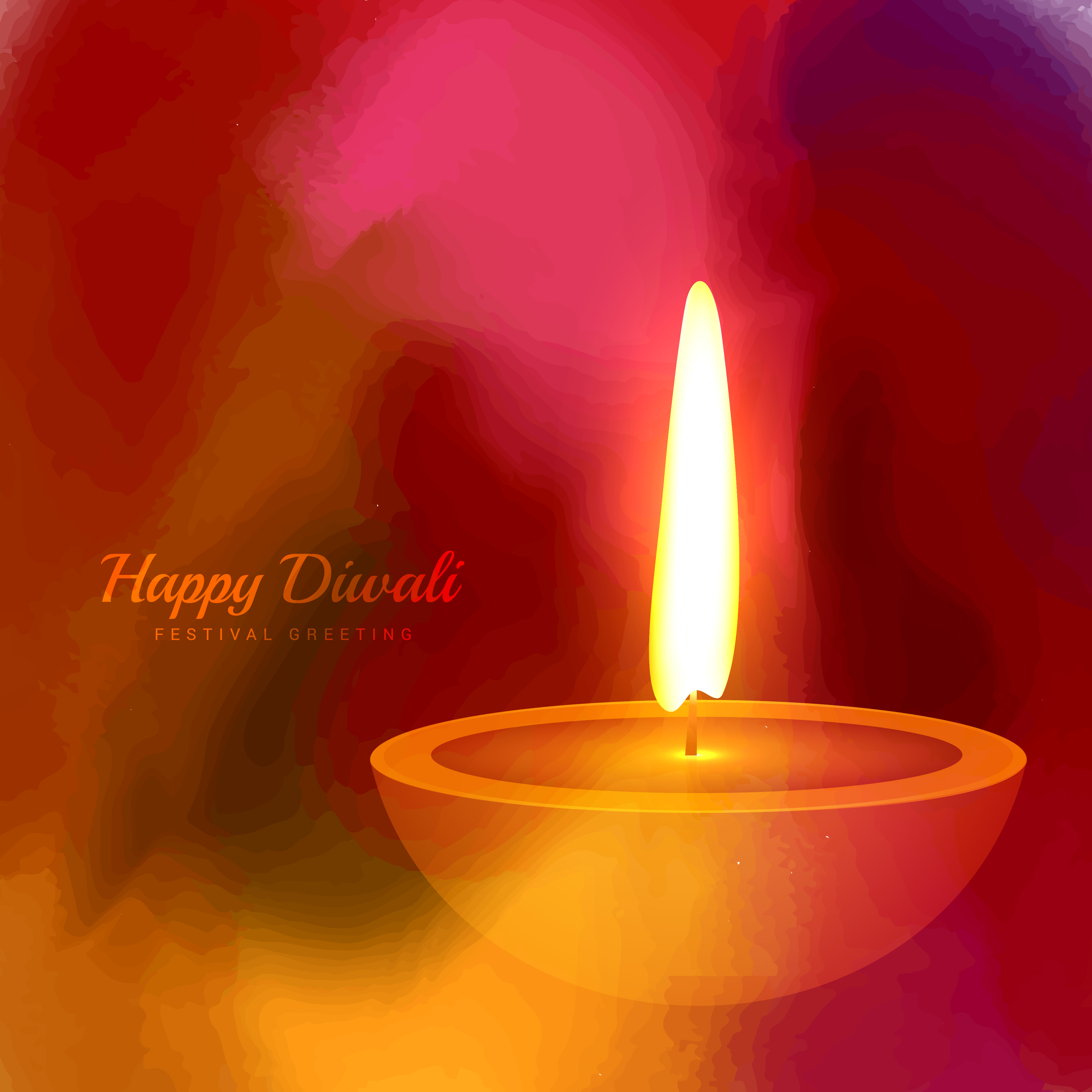 hindu festival diwali diya on colorful ink paint ...