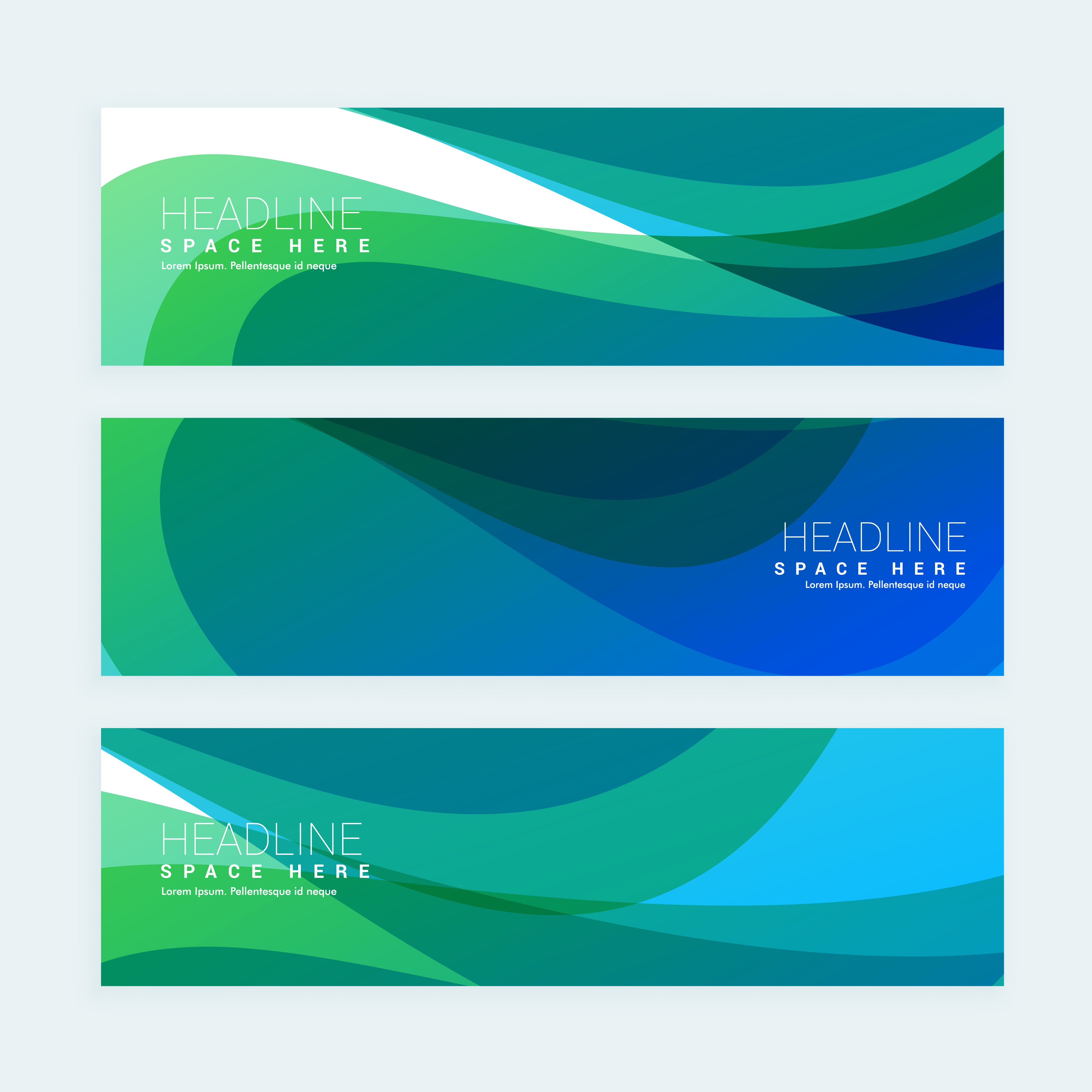 stylish banners set with colorful wave Download Free Vector Art