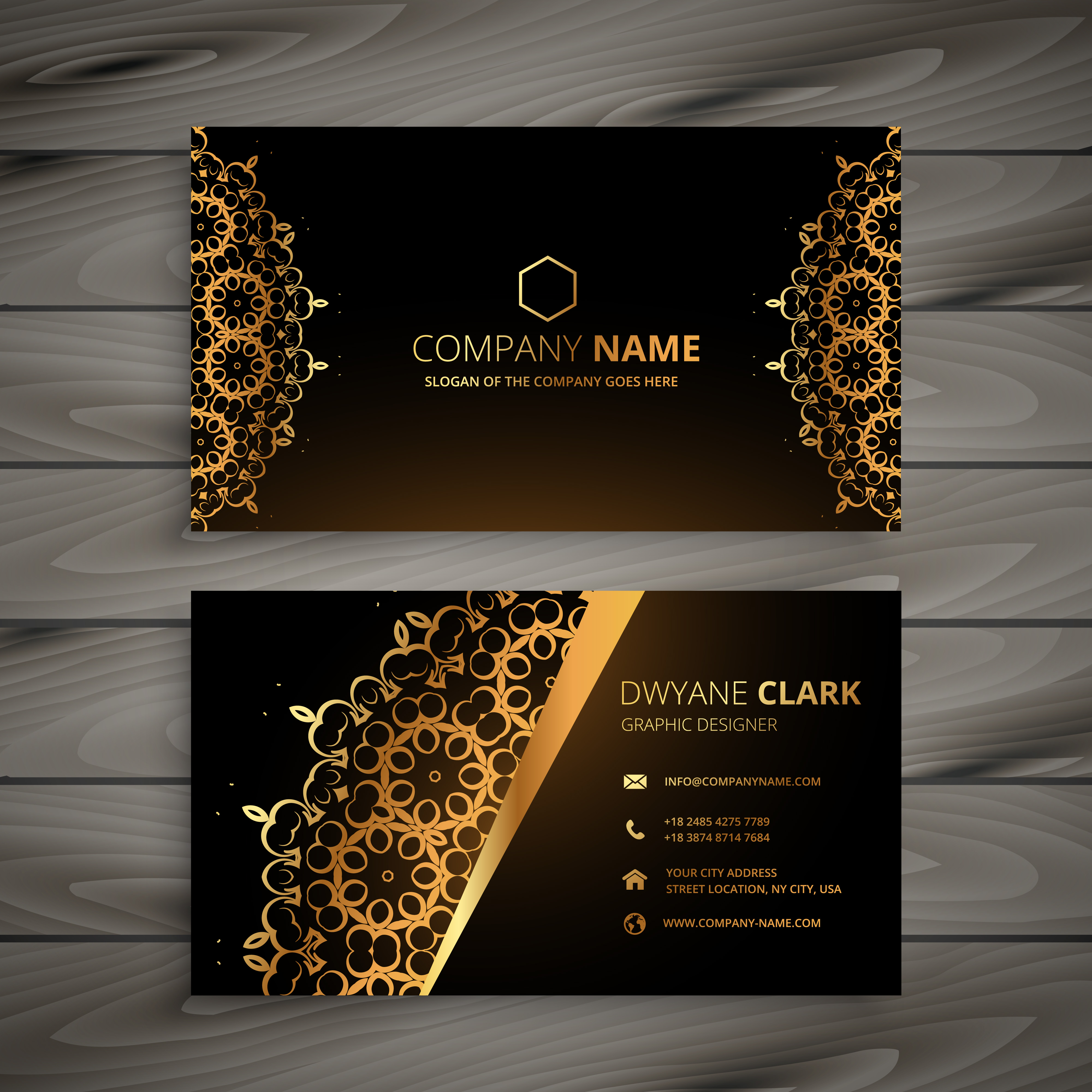 luxury golden ornament business card vector design illustration