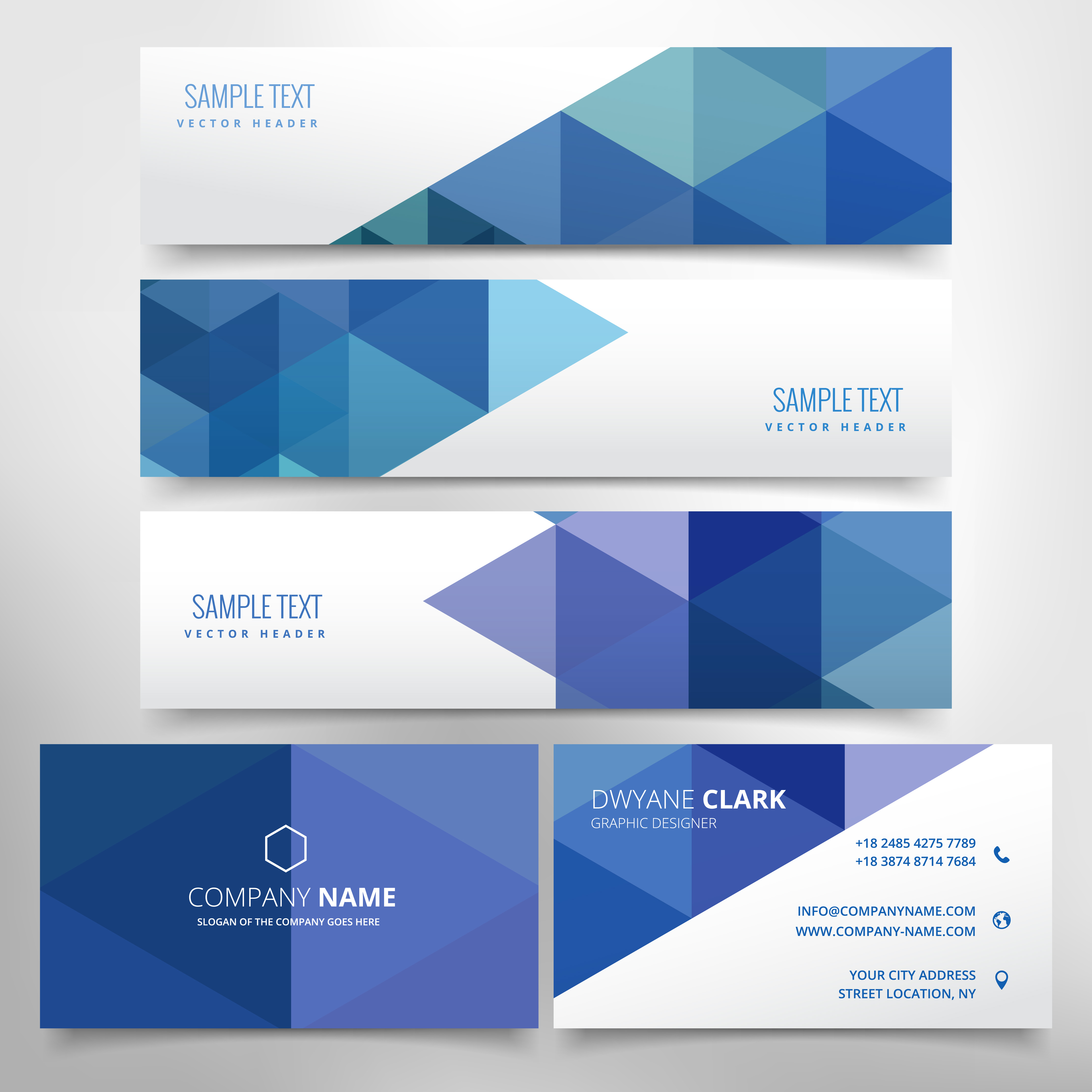 abstract header and business card set Download Free Vector Art, Stock