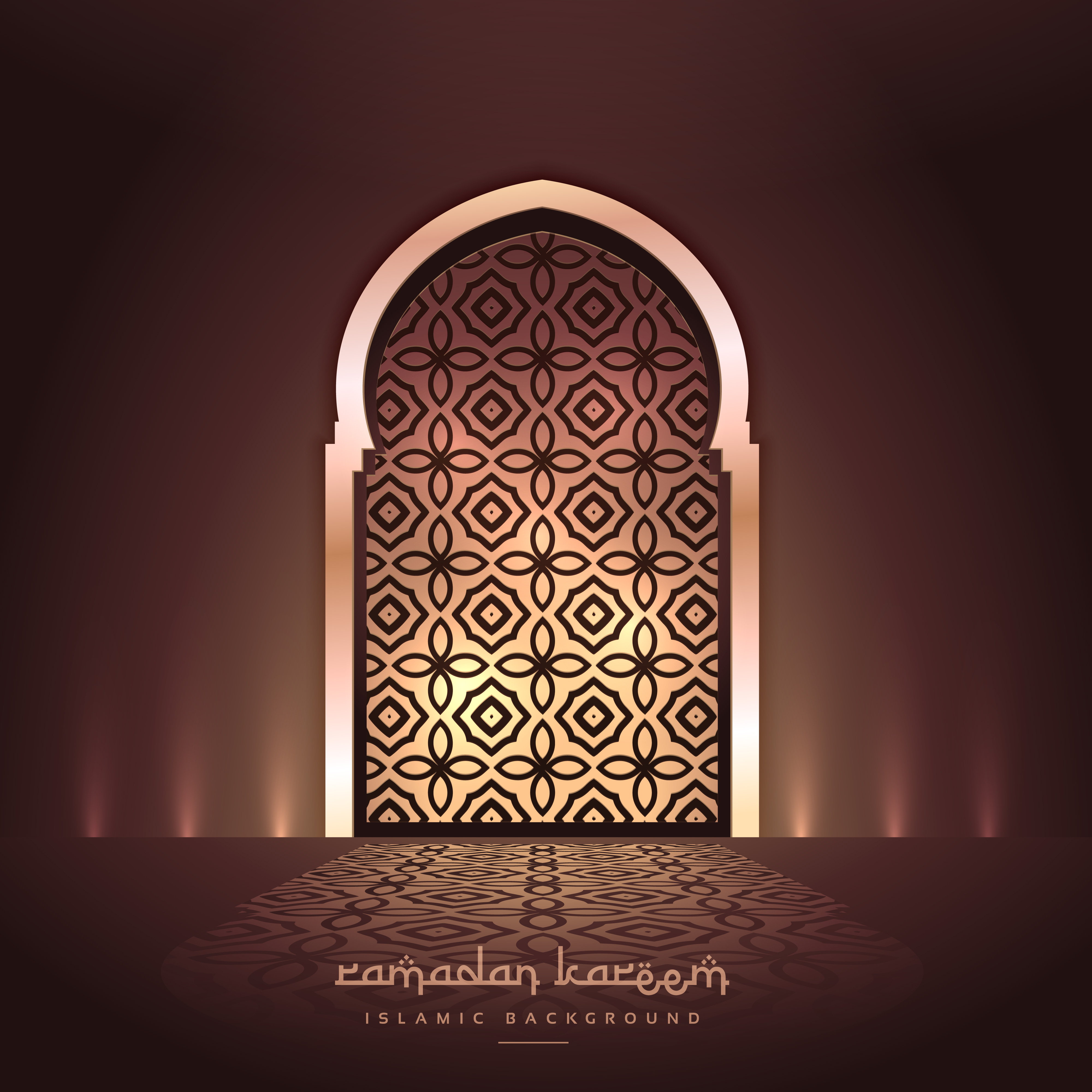 beautiful mosque door with lights and pattern design 