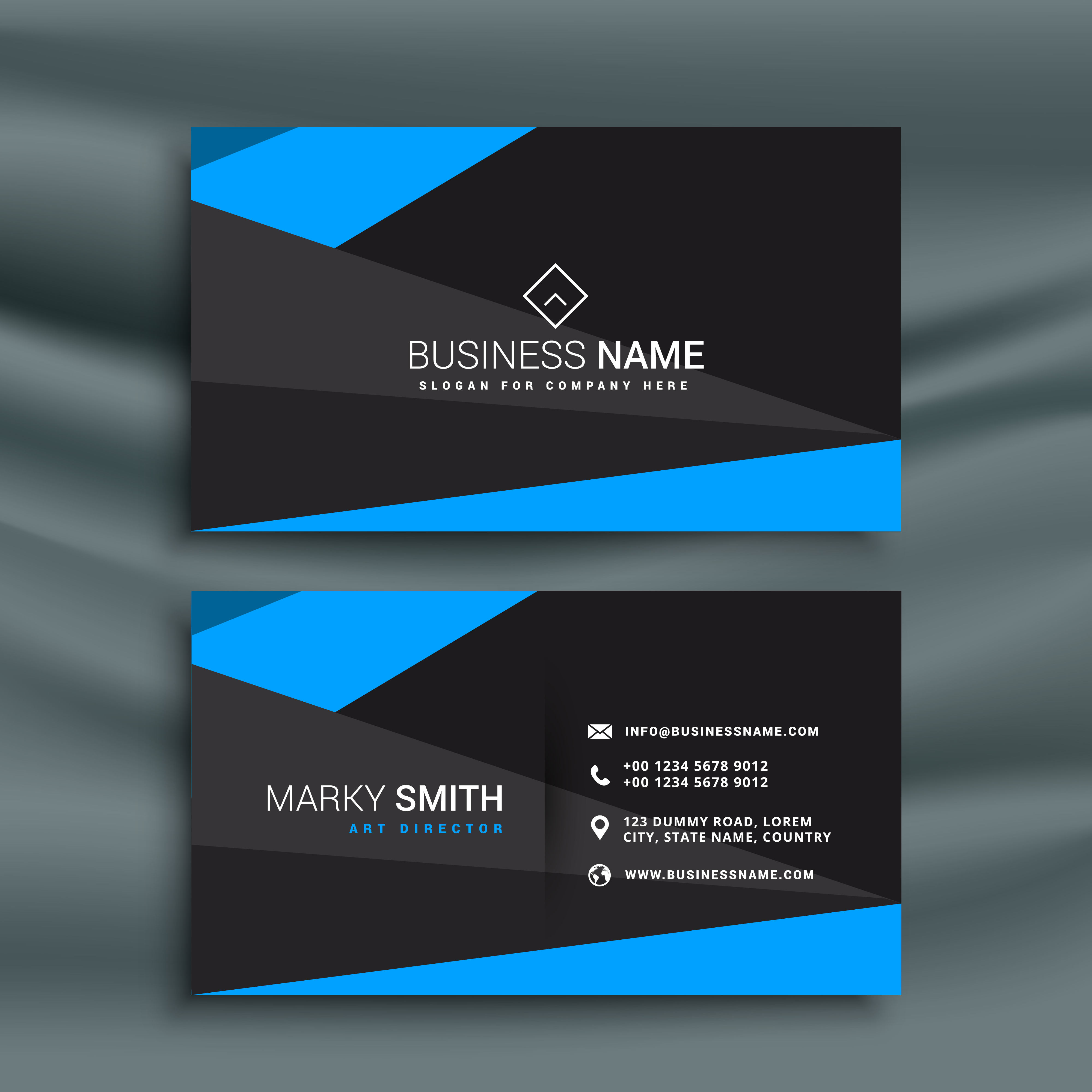 modern blue and black dark business card download free business card blue