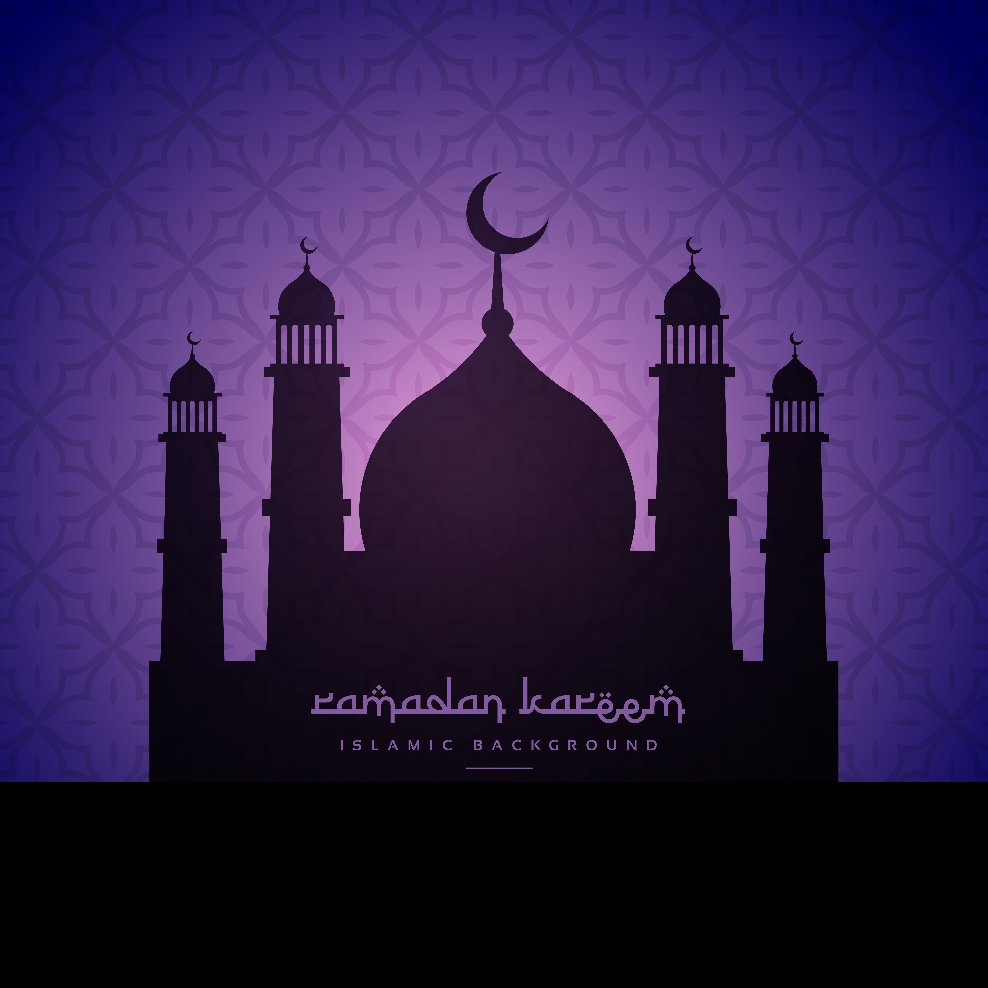 Mosque silhouette design in purple pattern background 