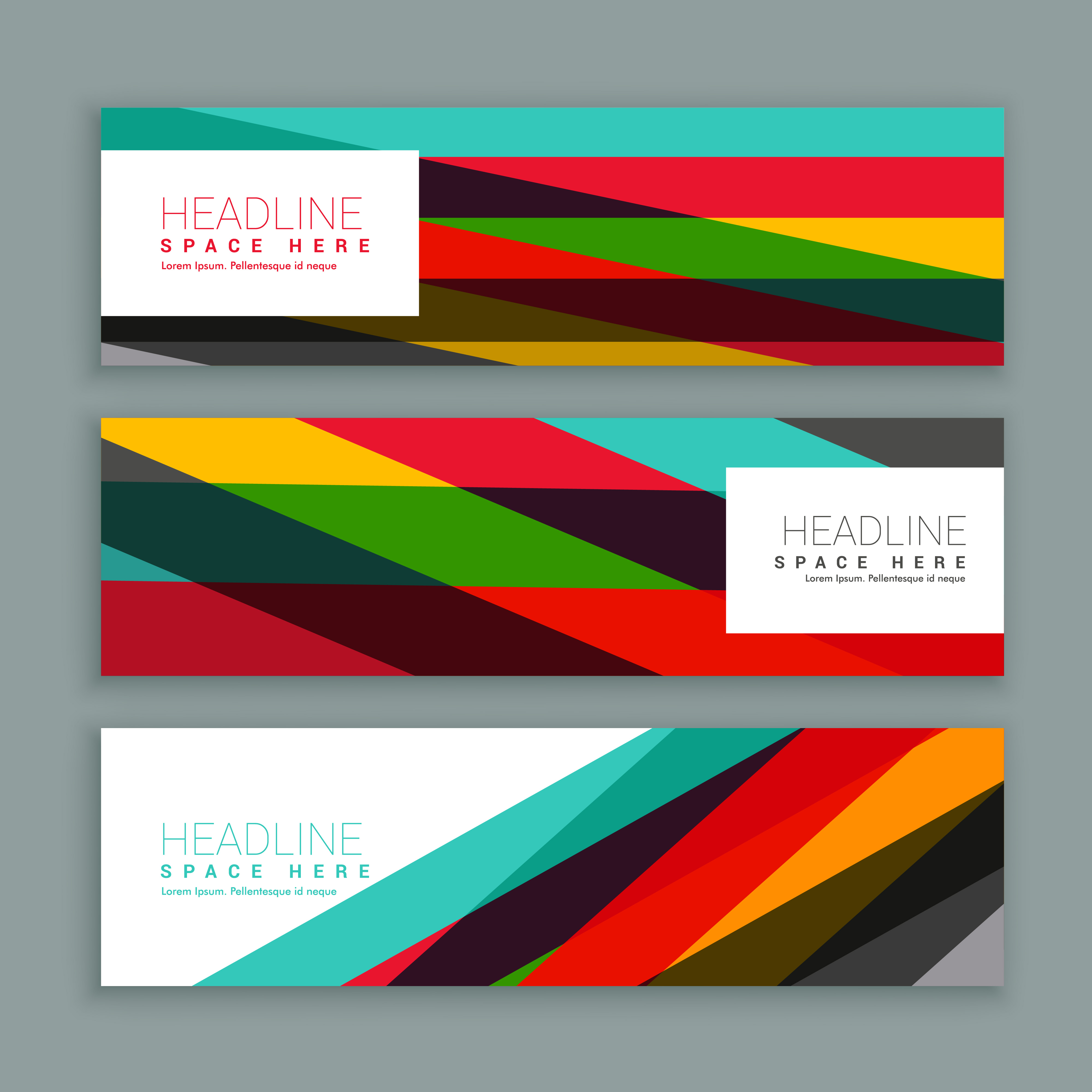colorful modern horizontal header and banners Download Free Vector