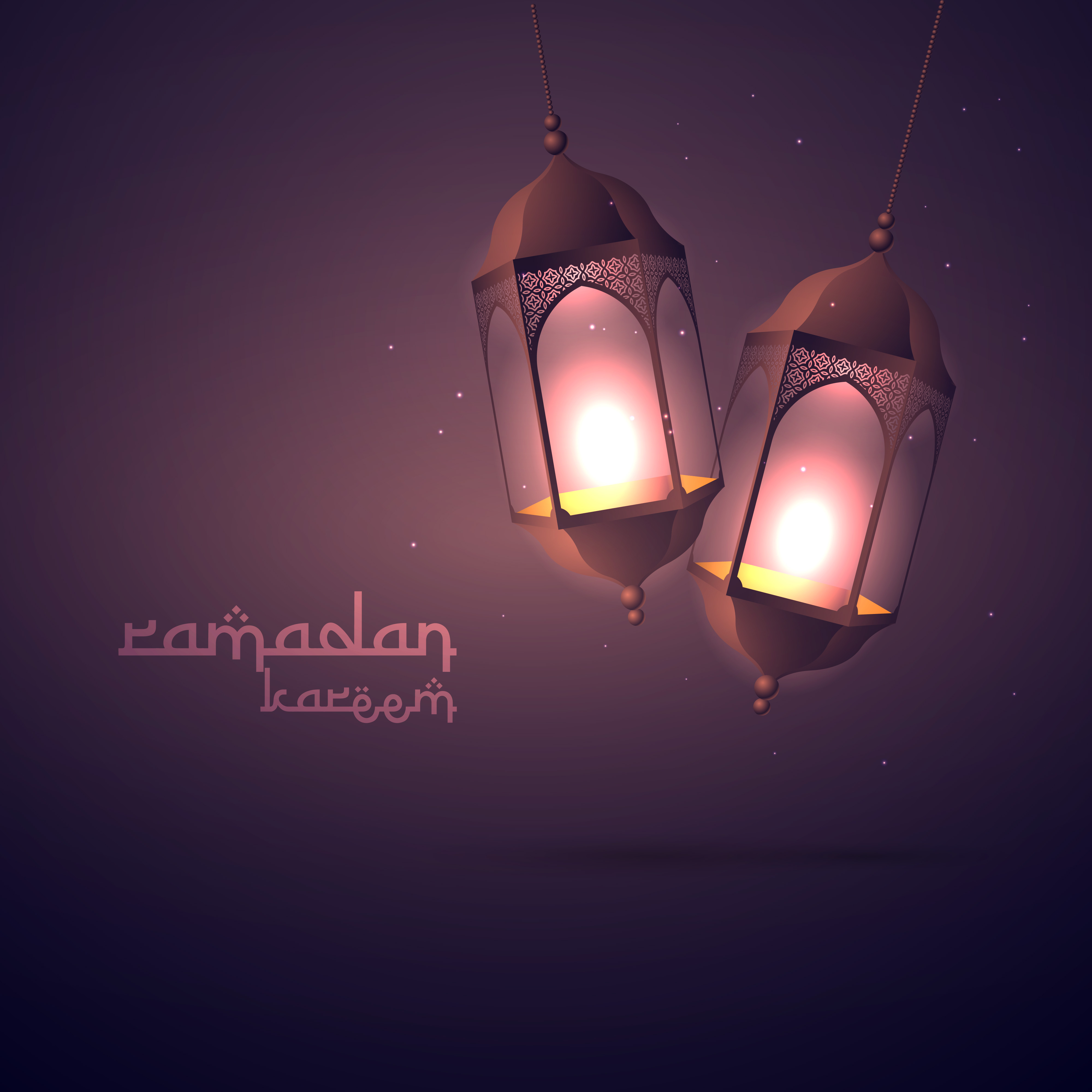 Ramadan kareem greeting with hanging lamps - Download Free 