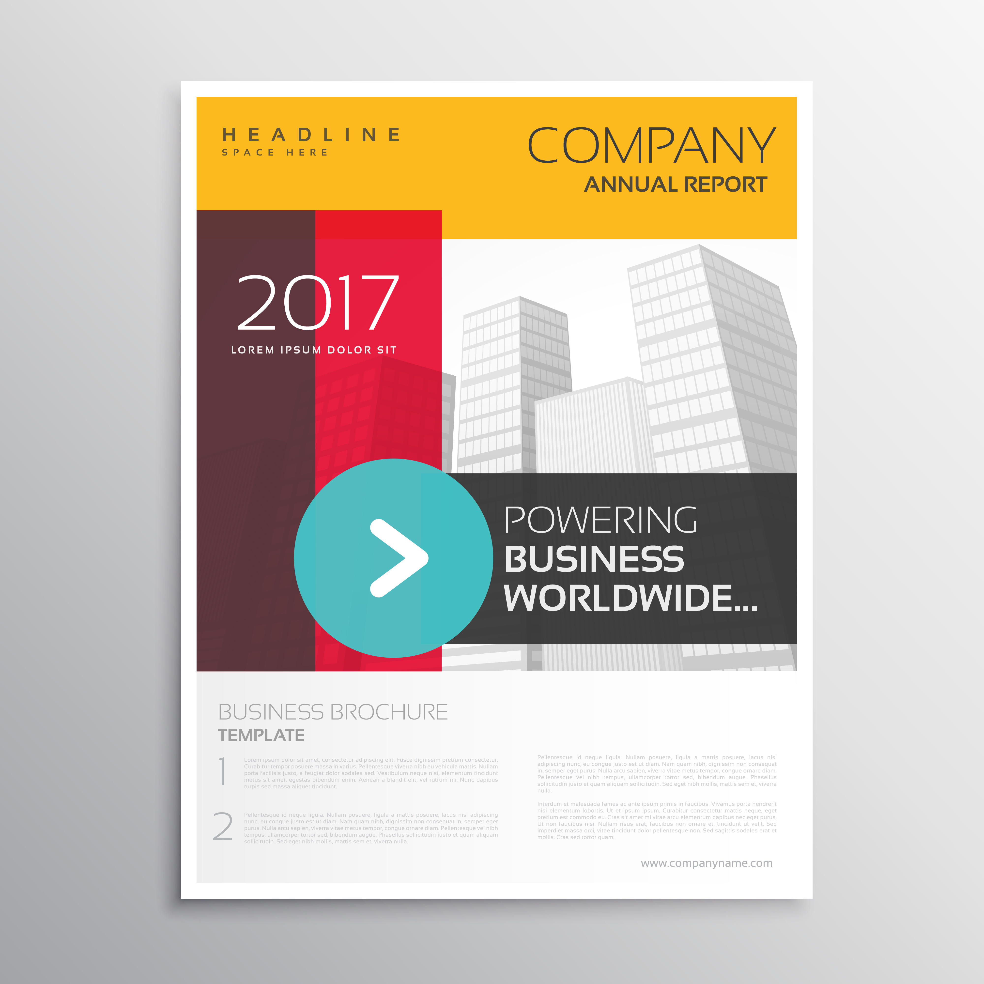 company leaflet brochure template with colorful shapes and arrow
