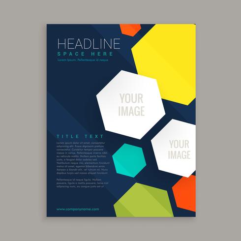 Business brochure design with colorful hexagonal shapes 