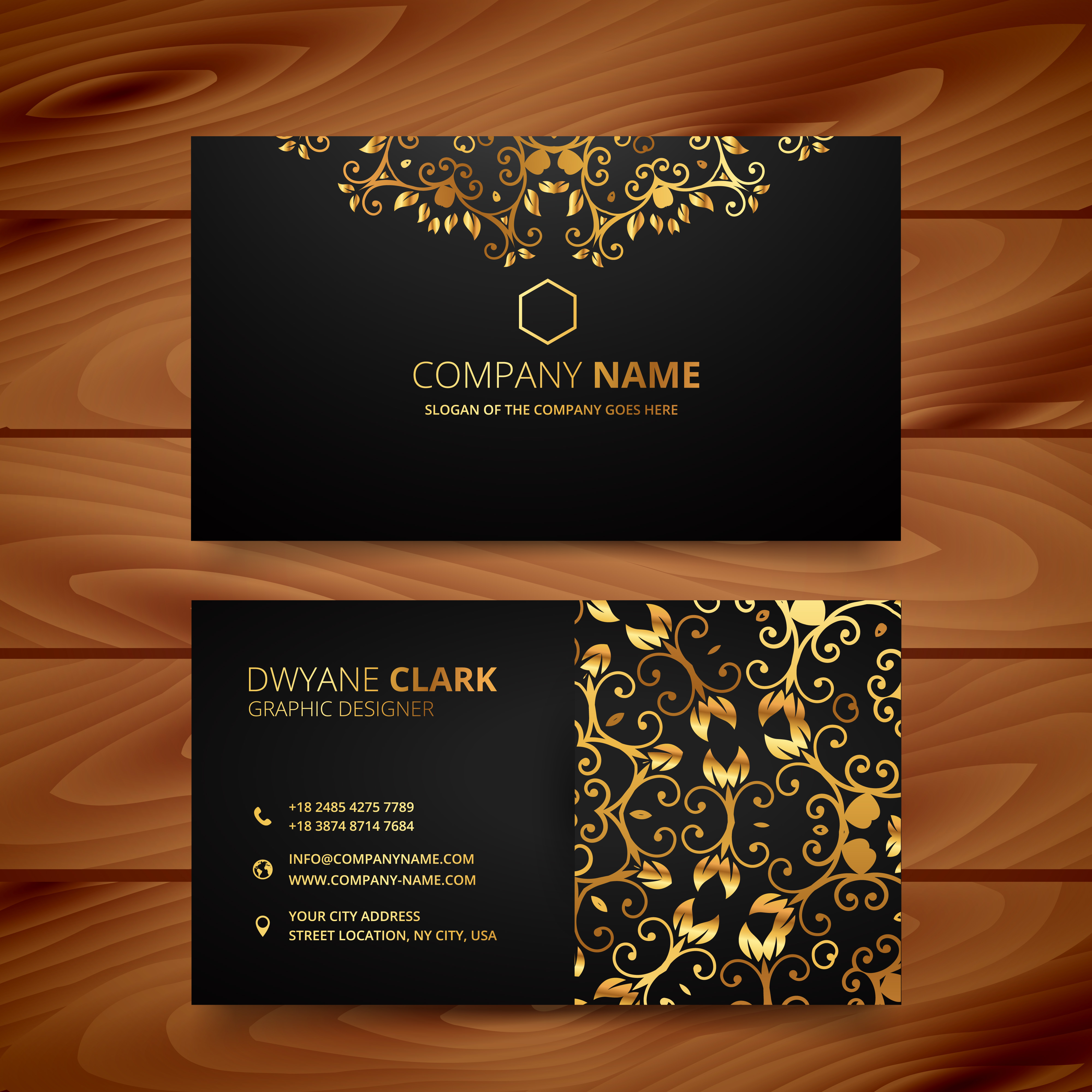 golden visit card vector free download