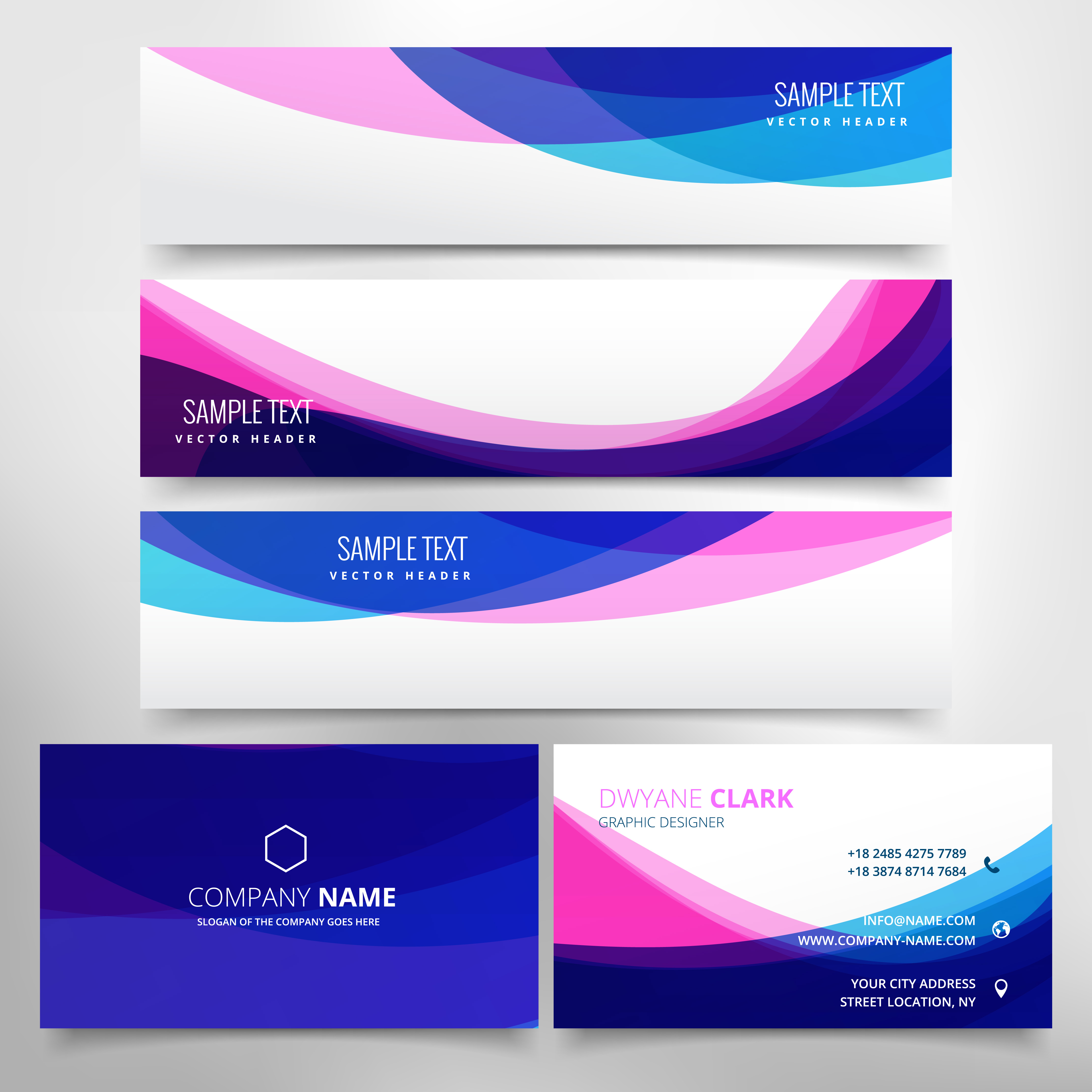 business card and header banner set Download Free Vector Art, Stock