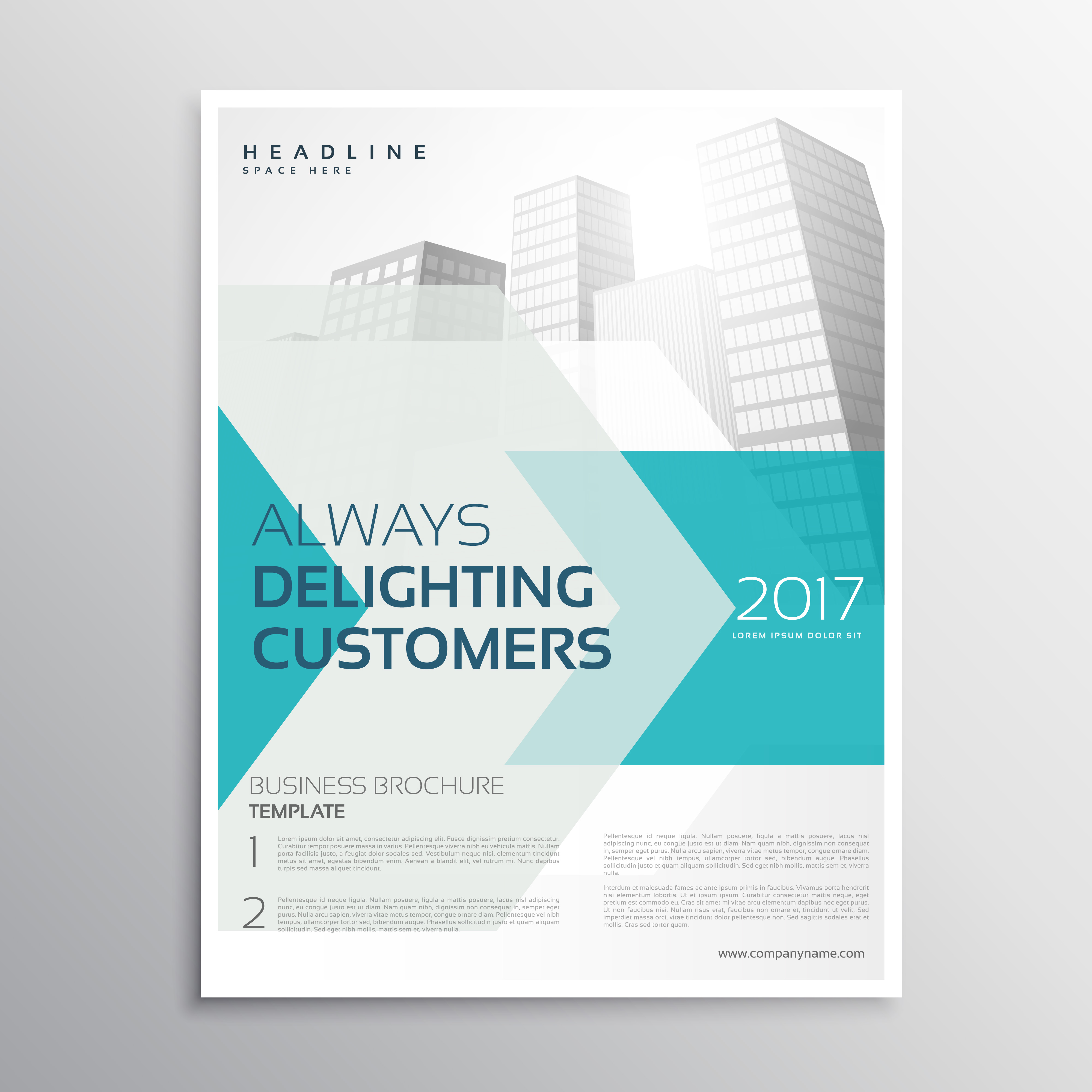 business brochure leaflet template with arrow and geometric shap