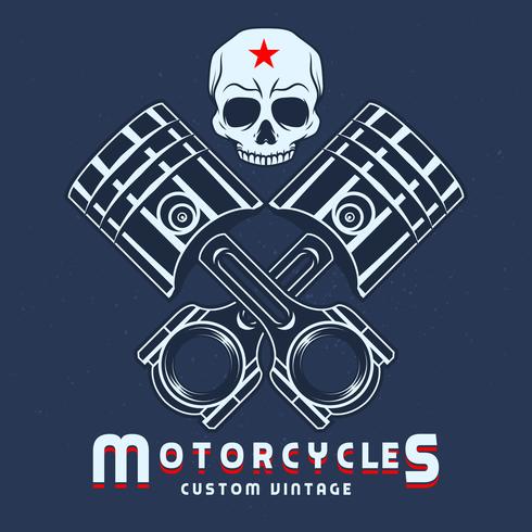 Vintage Piston Con Skull Bikes Emblem Labels vector