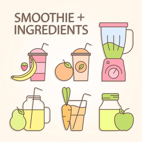 Batido e ingredientes vectoriales vector