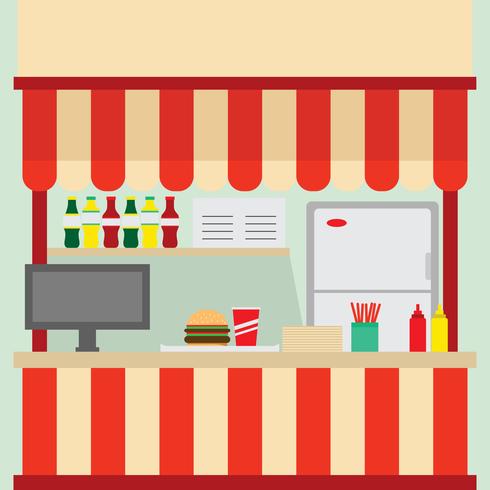 Fast Food Market In The Food Court vector