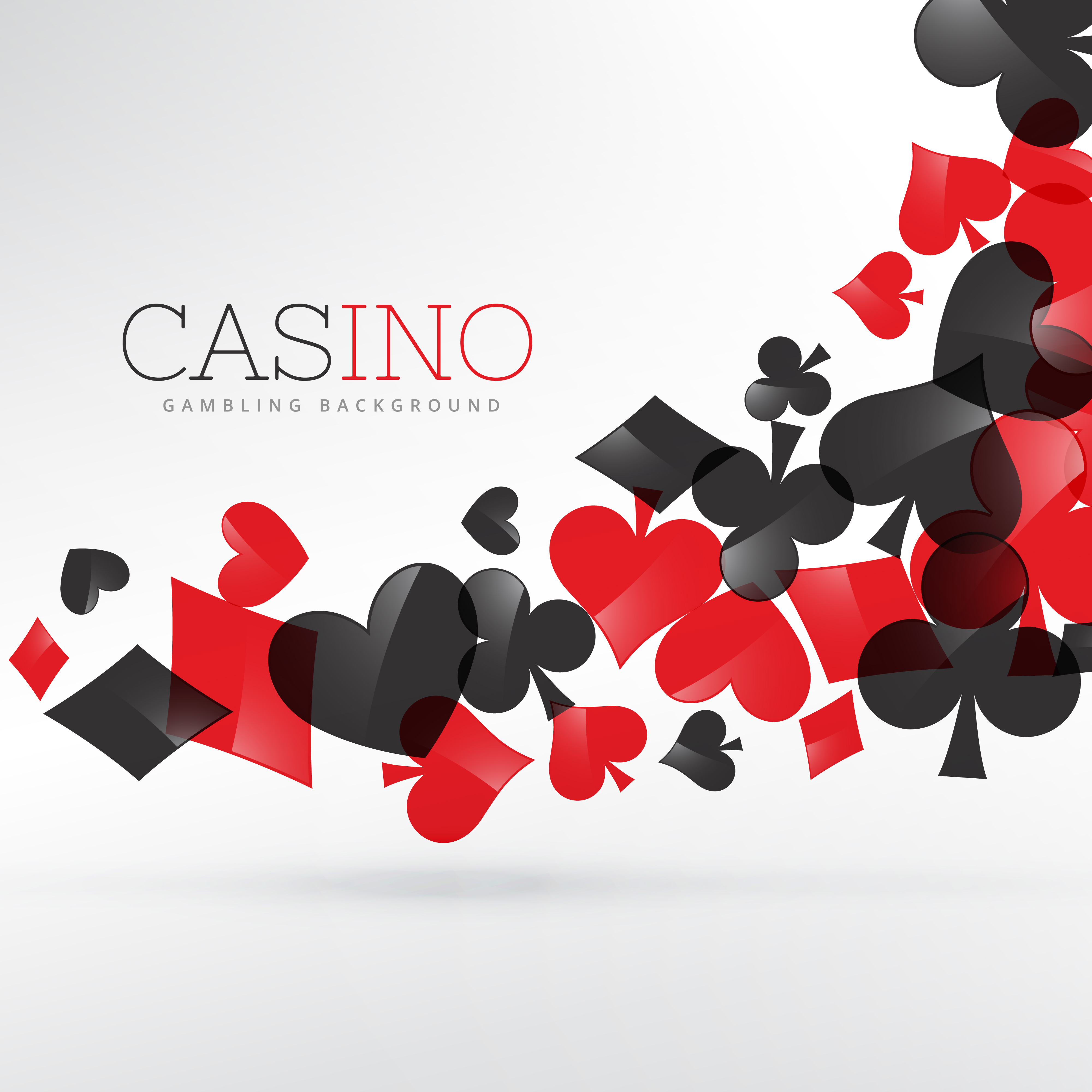 Casino playing cards symbols floating in gray background 